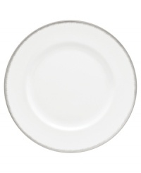 Fresh and cool in crisp white, these Silver Leaf dinner plates deliver modern style and iconic craftsmanship. Delicate feathered platinum applied using Wedgwood's signature technique shimmers with whimsy on sleek bone china. Fresh and cool in crisp white, these Silver Leaf dinner plates deliver modern style and iconic craftsmanship. Delicate feathered platinum applied using Wedgwood's signature technique shimmers with whimsy on sleek bone china.