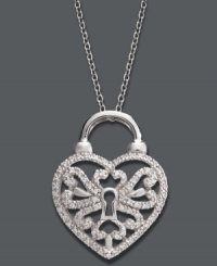 Unlock sweet, sparkling secrets in style. A heart-shaped lock pendant shines with the addition of round-cut diamonds (1/4 ct. t.w.). Crafted in sterling silver. Approximate length: 18 inches. Approximate drop: 1/2 inch. Unlock sweet, sparkling secrets in style. A heart-shaped lock pendant shines with the addition of round-cut diamonds (1/4 ct. t.w.). Crafted in sterling silver. Approximate length: 18 inches. Approximate drop: 1/2 inch.