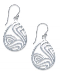 The subtleties of the sea. Touch of Silver's pretty drop earrings feature a wave shape crafted in silver-plated brass. Ear finding crafted in sterling silver. Approximate drop: 9/10 inch.