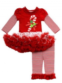 Rare Editions Girls Candy Cane Holiday Dress Outfit Leggings , Red , 2T Rare Editions Girls Candy Cane Holiday Dress Outfit Leggings , Red , 2T
