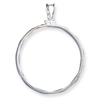 Sterling Silver 39.4 x 3.1mm 1 oz. Silver Town Plain Coin Bezel Pendant