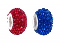 Two (2) Piece Pandora Style Charm Beads - Pave Crystal Style (14mm x 9mm) (fits Pandora, Biagi, Chamilia & Troll too) ~ Siam Red and Sapphire Blue (FB149) Two (2) Piece Pandora Style Charm Beads - Pave Crystal Style (14mm x 9mm) (fits Pandora, Biagi, Chamilia & Troll too) ~ Siam Red and Sapphire Blue (FB149)