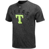 MLB Majestic Texas Rangers Youth Neon Logo Heathered T-Shirt - Charcoal MLB Majestic Texas Rangers Youth Neon Logo Heathered T-Shirt - Charcoal