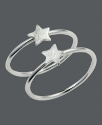 Shoot for the stars with chic, stackable style. These polished star rings by Unwritten fit neatly on top of one another. Crafted in sterling silver. Sizes 7 and 8. Shoot for the stars with chic, stackable style. These polished star rings by Unwritten fit neatly on top of one another. Crafted in sterling silver. Sizes 7 and 8.