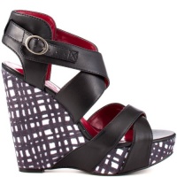 Unlisted Women's Bend The Rules Strappy Wedge Heels in Black/White Unlisted Women's Bend The Rules Strappy Wedge Heels in Black/White