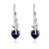 3.00 Carat tw Blue & White Sapphire Heart Drop Earrings in Sterling Silver 3.00 Carat tw Blue & White Sapphire Heart Drop Earrings in Sterling Silver