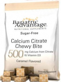 Bariatric Advantage Calcium Citrate 500mg Caramel Chewy Bite 90ct Bag-sugar free