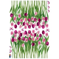 (20x28) Tulips and Butterflies Purple Pink Repositional Wall Decal (20x28) Tulips and Butterflies Purple Pink Repositional Wall Decal