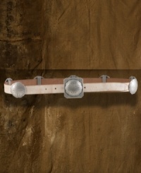 Perfect for giving your urban duds a chic, rustic feel, Denim & Supply Ralph Lauren's slim leather belt is artfully decorated with metal concho accents to channel wilderness roots. Perfect for giving your urban duds a chic, rustic feel, Denim & Supply Ralph Lauren's slim leather belt is artfully decorated with metal concho accents to channel wilderness roots.