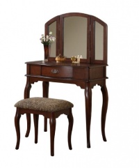 Bobkona Jaden Collection Vanity Set with Stool, Cherry Bobkona Jaden Collection Vanity Set with Stool, Cherry