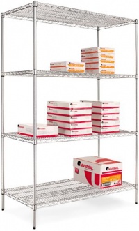 Alera SW504824SR Industrial Wire Shelving Starter Kit, 4 Shelves, 48w x 24d x 72h, Silver Alera SW504824SR Industrial Wire Shelving Starter Kit, 4 Shelves, 48w x 24d x 72h, Silver