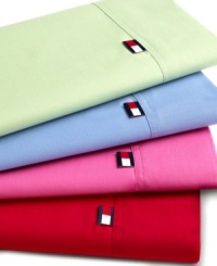 Light up the night with the bright and bold hues of the Tommy Hilfiger solid sheet set. Featuring pure cotton that gets softer after every wash; flat sheet and pillowcases are embellished with the Tommy Hilfiger logo. Light up the night with the bright and bold hues of the Tommy Hilfiger solid sheet set. Featuring pure cotton that gets softer after every wash; flat sheet and pillowcases are embellished with the Tommy Hilfiger logo.
