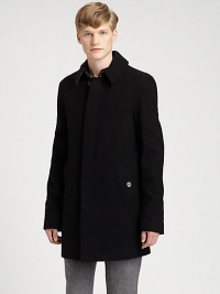 A reliable choice when a streamlined, structured look is desired, this outerwear option rendered in a superior wool blend is a timeless classic, lending a sophisticated, dapper finish to your suiting staples.Button-frontSide slash pocketsRear ventAbout 34 from shoulder to hem90% wool/10% nylonDry cleanImported A reliable choice when a streamlined, structured look is desired, this outerwear option rendered in a superior wool blend is a timeless classic, lending a sophisticated, dapper finish to your suiting staples.Button-frontSide slash pocketsRear ventAbout 34 from shoulder to hem90% wool/10% nylonDry cleanImported
