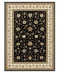 A crisp, modern rendering of traditional Turkish rug designs, the Samira area rug from Loloi boasts rich tones of ivory and black that offer a regal air to any space. Crafted in Turkey of ultra-durable and easy-to-clean polypropylene.