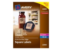 Avery Print-to-the-Edge Square Labels, Kraft Brown, 2 x 2 Inches, Pack of 300 (22846) Avery Print-to-the-Edge Square Labels, Kraft Brown, 2 x 2 Inches, Pack of 300 (22846)
