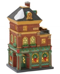 Filled with good cheer, Murphy's Irish Pub is a favorite destination to eat, drink and be merry all year long. Green trim and holiday garland deck a traditional three-story brick facade, a can't-miss in the Department 56 Christmas in the City collection. Filled with good cheer, Murphy's Irish Pub is a favorite destination to eat, drink and be merry all year long. Green trim and holiday garland deck a traditional three-story brick facade, a can't-miss in the Department 56 Christmas in the City collection.