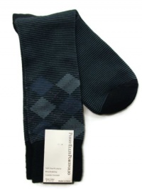 Perry Ellis Men's Luxury Cotton Modal Blend Argyle Stripe Socks, Navy