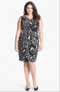 Adrianna Papell Print Tiered Sheath Dress (Plus Size)