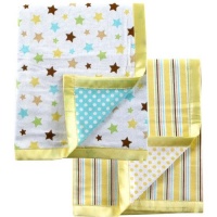 Luvable Friends 2 Count Flannel Blanket with Satin Trim, Yellow Luvable Friends 2 Count Flannel Blanket with Satin Trim, Yellow