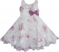 Girls Dress Purple Flower Bow Tie Wedding Party Size 3 Girls Dress Purple Flower Bow Tie Wedding Party Size 3