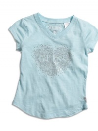 GUESS Kids Girls little girl short-sleeve rhinestone top, AQUA (5/6) GUESS Kids Girls little girl short-sleeve rhinestone top, AQUA (5/6)