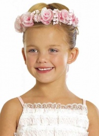 KID Collection Girls Angelic Organza Rose Flower Girl Halo Pink (kid CR52)