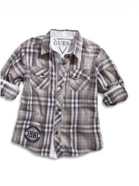 GUESS Kids Boys little boy long-sleeve tribeca plaid shirt, LIGHT GREY (4) GUESS Kids Boys little boy long-sleeve tribeca plaid shirt, LIGHT GREY (4)