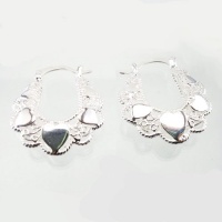 DaisyJewel Heavenly Heart Hoops: Sterling .925 Silver Heart Hoop Earrings with Beautiful Filigree Accents and a Hinged Lock for Style and Comfort DaisyJewel Heavenly Heart Hoops: Sterling .925 Silver Heart Hoop Earrings with Beautiful Filigree Accents and a Hinged Lock for Style and Comfort
