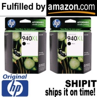 HP 940XL (Genuine OEM Ink) 2-PACK Ink Cartrdges BLACK