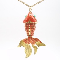 Daisyjewel Koi Fish Necklace with Moving Body and Head: This Beautifully Crafted Pendant and Braided 30 Inch Chain with Lobster Clasp Both in Skin Safe Gold Alloy for Durability. The Pendant Boasts Three Vivid Colors of Enamel Work with an Orange Body, Wh Daisyjewel Koi Fish Necklace with Moving Body and Head: This Beautifully Crafted Pendant and Braided 30 Inch Chain with Lobster Clasp Both in Skin Safe Gold Alloy for Durability. The Pendant Boasts Three Vivid Colors of Enamel Work with an Orange Body, Wh