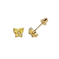 14K Yellow Gold Plated 5.2mm(H)x5.9mm(W) CZ Butterfly November Citrine Birthstone Basket Stud Earrings with Screw-Back (Citrine, Yellow) 14K Yellow Gold Plated 5.2mm(H)x5.9mm(W) CZ Butterfly November Citrine Birthstone Basket Stud Earrings with Screw-Back (Citrine, Yellow)
