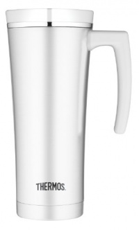 Thermos 16-Ounce Vacuum Insulated Travel Mug, White Thermos 16-Ounce Vacuum Insulated Travel Mug, White