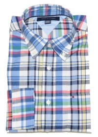 Tommy Hilfiger Men Custom Fit Plaid Long Sleeve Logo Shirt