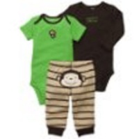 Carters Daddy's Little Guy Monkey Bodysuit Set GREEN 3 Mo Carters Daddy's Little Guy Monkey Bodysuit Set GREEN 3 Mo