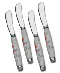 Spread the merry on thick! Perfect for Christmas brunch or hors devours, Pfaltzgraff's Winterberry spreaders combine a colorful holly print and simple stainless steel. Spread the merry on thick! Perfect for Christmas brunch or hors devours, Pfaltzgraff's Winterberry spreaders combine a colorful holly print and simple stainless steel.