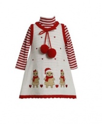 Bonnie Jean Baby Girls Gingerbread Holiday Jumper Dress Set, Red, 12 Months