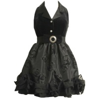 Bonnie Jean Girls 7-16 Stretch Velvet Bodice To Flocked Taffeta Skirt, Black, 10 Bonnie Jean Girls 7-16 Stretch Velvet Bodice To Flocked Taffeta Skirt, Black, 10