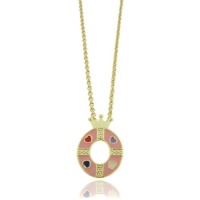 Lily Nily 18K Gold Overlay Pink Enamel Children's Initial Pendant O Lily Nily 18K Gold Overlay Pink Enamel Children's Initial Pendant O