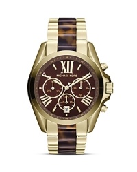 Tortoise shell details and a tonal face give this Michael Kors timepiece a luxe '70's vibe. Play up the retro-chic look: wear it with aviator frames and a camel coat. Tortoise shell details and a tonal face give this Michael Kors timepiece a luxe '70's vibe. Play up the retro-chic look: wear it with aviator frames and a camel coat.