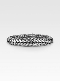 Sleek and stunning wristwear is handwoven in polished sterling silver. Pairs ideally with a suit or a tee. Signature dual-locking clasp About 8½ long Made in USA