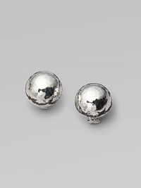 A gleaming button design with a rich hammered finish adds shine near your face for dressy or casual moments. Sterling silver Diameter, about ¾ Post back Imported A gleaming button design with a rich hammered finish adds shine near your face for dressy or casual moments. Sterling silver Diameter, about ¾ Post back Imported