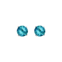 .925 Sterling Silver Rhodium Plated 3mm December Birthstone Round CZ Solitaire Basket Stud Earrings for Baby and Children & Women with Screw-back (Tanzanite, Deep Blue)