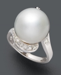 A timeless addition to your collection. This polished, versatile ring highlights a cultured South Sea pearl (13-14 mm) accented by sparkling round-cut diamonds (1/3 ct. t.w.). Set in 14k white gold. A timeless addition to your collection. This polished, versatile ring highlights a cultured South Sea pearl (13-14 mm) accented by sparkling round-cut diamonds (1/3 ct. t.w.). Set in 14k white gold.