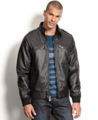 It's time to take this moto-inspired faux-leather jacket from Brave Soul for a ride. It's time to take this moto-inspired faux-leather jacket from Brave Soul for a ride.
