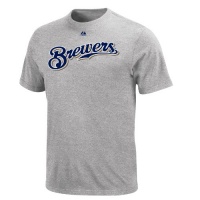 MLB Milwaukee Brewers Official Wordmark Short Sleeve Basic Tee Men's MLB Milwaukee Brewers Official Wordmark Short Sleeve Basic Tee Men's