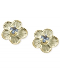 A fresh accent for a bright young flower herself. Earrings in 14k gold with sparkling blue crystal accents. A fresh accent for a bright young flower herself. Earrings in 14k gold with sparkling blue crystal accents.