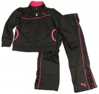 Puma Kids 2-7 Black Girls Tricot Track Jacket And Pant Set Puma Kids 2-7 Black Girls Tricot Track Jacket And Pant Set