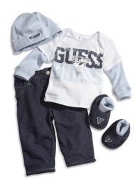 GUESS Kids Boys Newborn GUESS Kids Boys Long-Sleeve Tee, Pants, Cap and Booties Set (0-9M), WHITE (6/9M) GUESS Kids Boys Newborn GUESS Kids Boys Long-Sleeve Tee, Pants, Cap and Booties Set (0-9M), WHITE (6/9M)