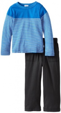 Splendid Littles Boys 2-7 Mini Stripe Long Sleeve Pant Set, Pool, 3/Toddler