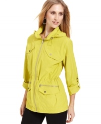 Shield yourself from the elements with this sleek lightweight anorak from Style&co. Sport. Outfitted with a hood and pockets, it has everything you need to get you through a rainy day! Shield yourself from the elements with this sleek lightweight anorak from Style&co. Sport. Outfitted with a hood and pockets, it has everything you need to get you through a rainy day!